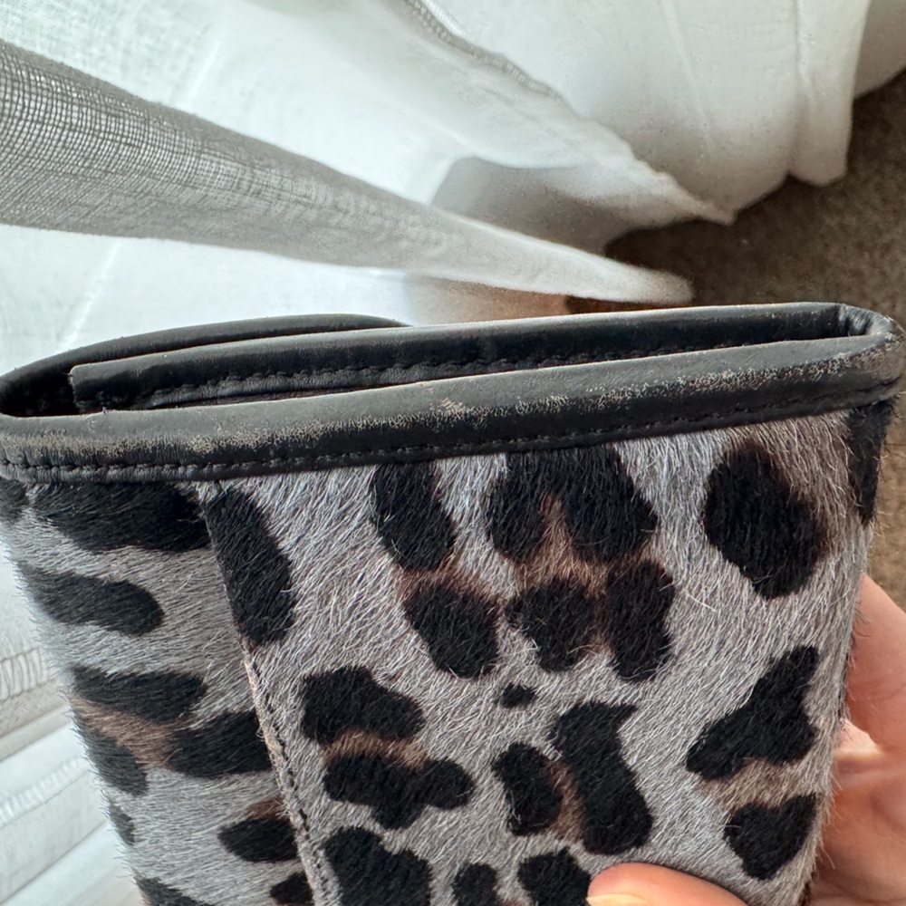 Boden Calf hair Leather Leopard Wallet Black Gray Buckle - Picture 8 of 10